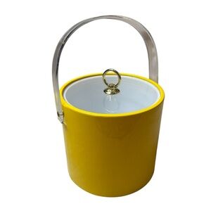 Vintage Ice Bucket Yellow Ice Bucket Clear Handle